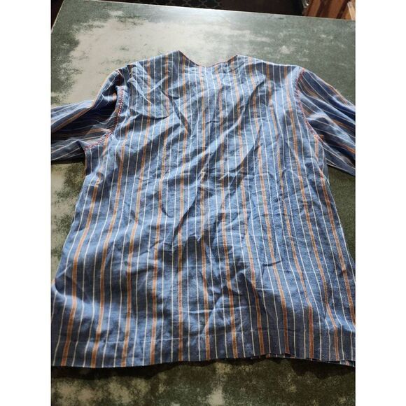 Vanessa Bruno blue striped tie neck Peasant Blouse sz 36 (US 4) - Picture 5 of 5